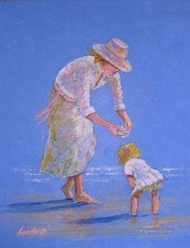 seaside treasure mother and child Oil Paintings